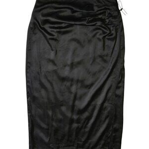 ASTR Size Medium Skirt Long Pencil Pleated Black Silk-Like NWT